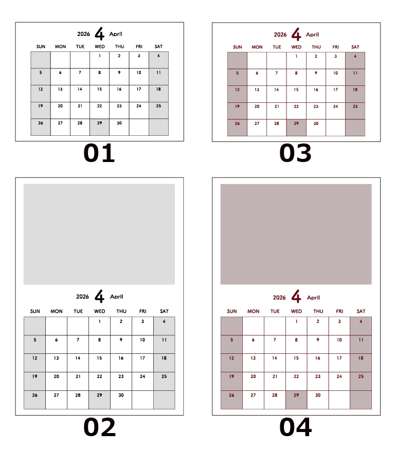 4月カレンダー見本
