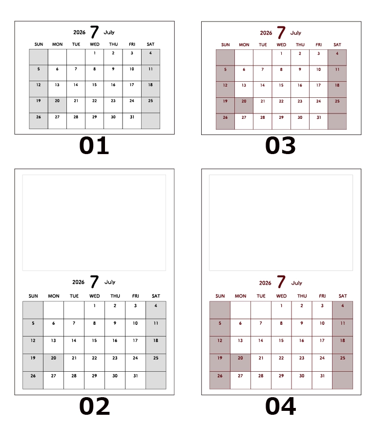 7月カレンダー見本