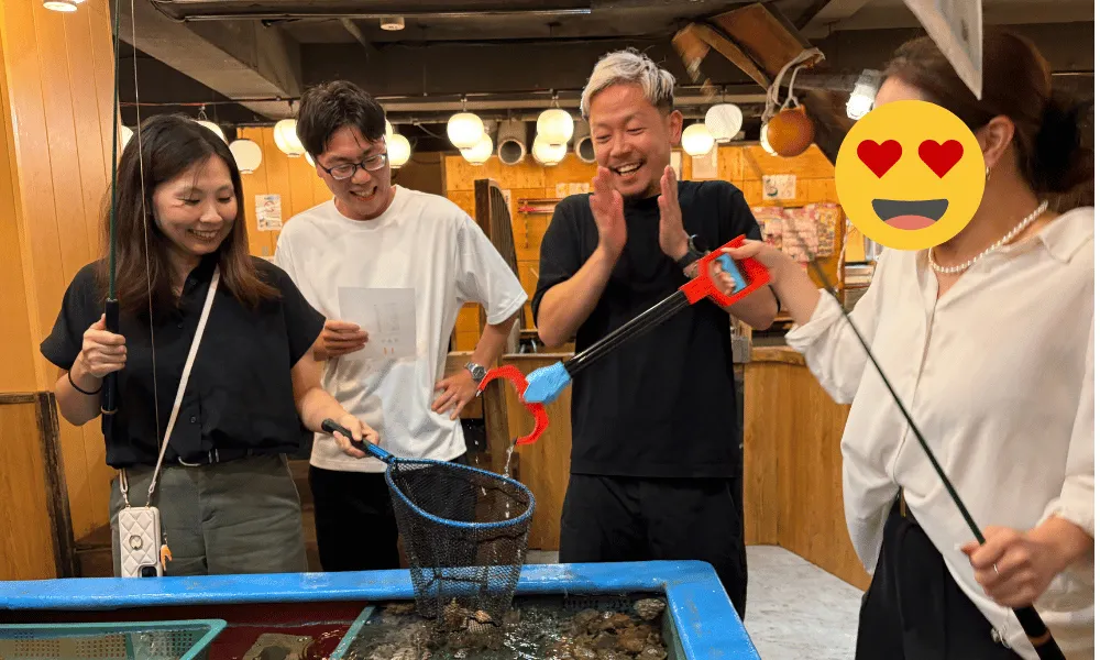 釣りに挑戦するメンバー