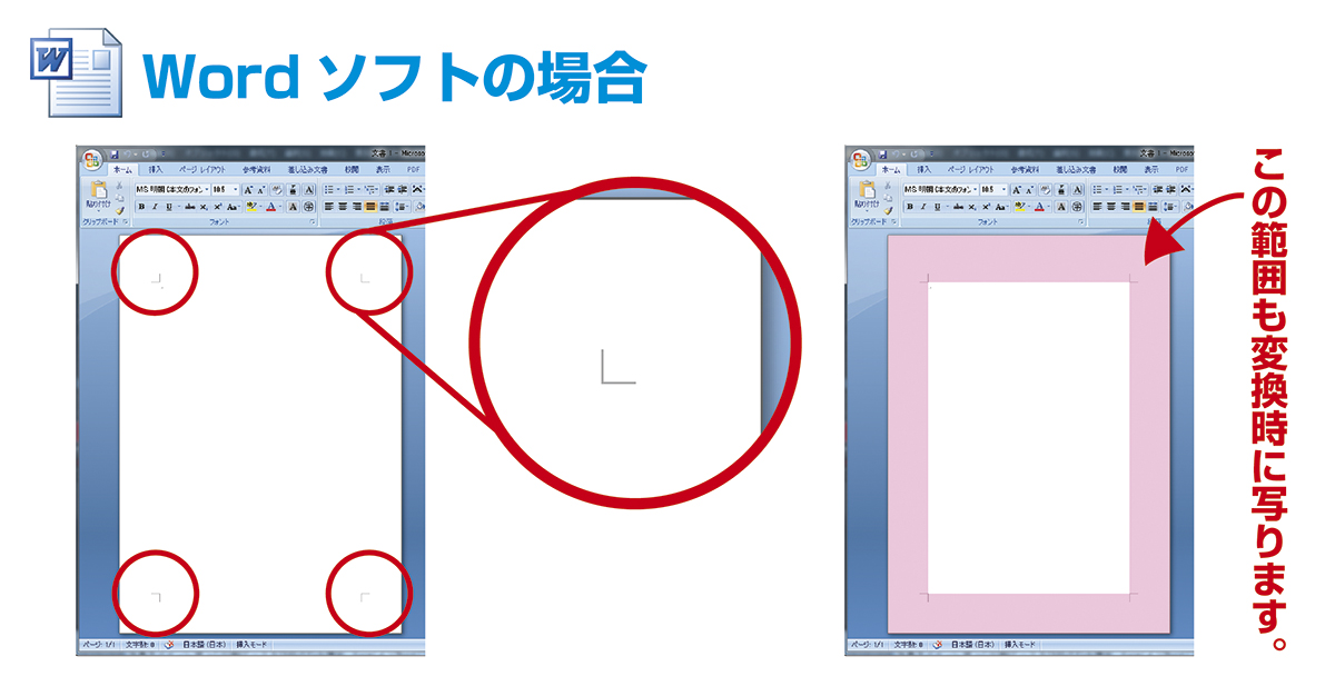 Pdfファイルで印刷される範囲 オフィスソフト編 ポスター印刷のプリオ