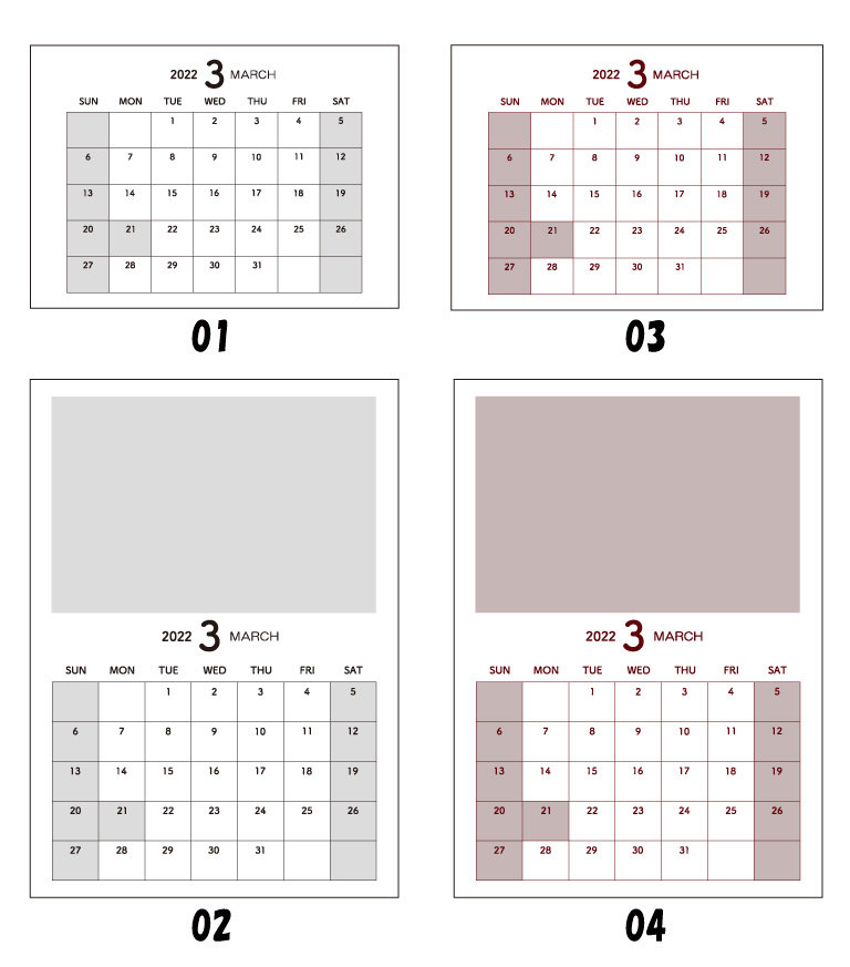 3月のカレンダー見本