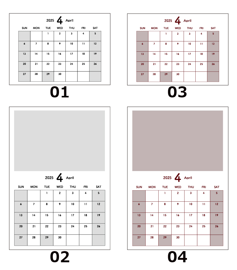4月カレンダー見本