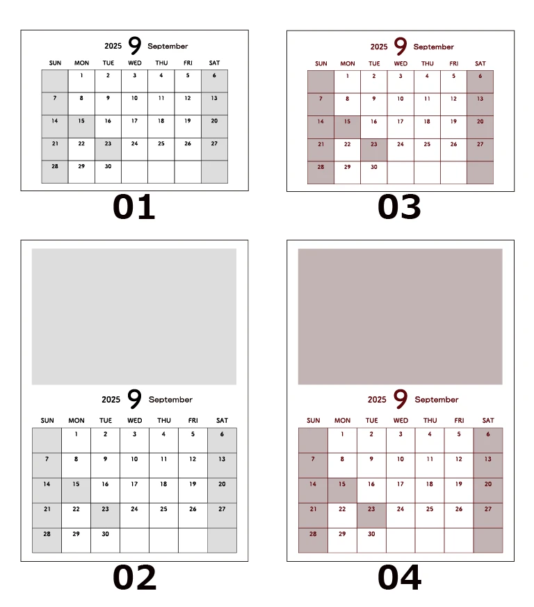 9月のカレンダー見本
