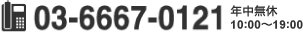 03-6667-0121 年中無休 10:00～19:00