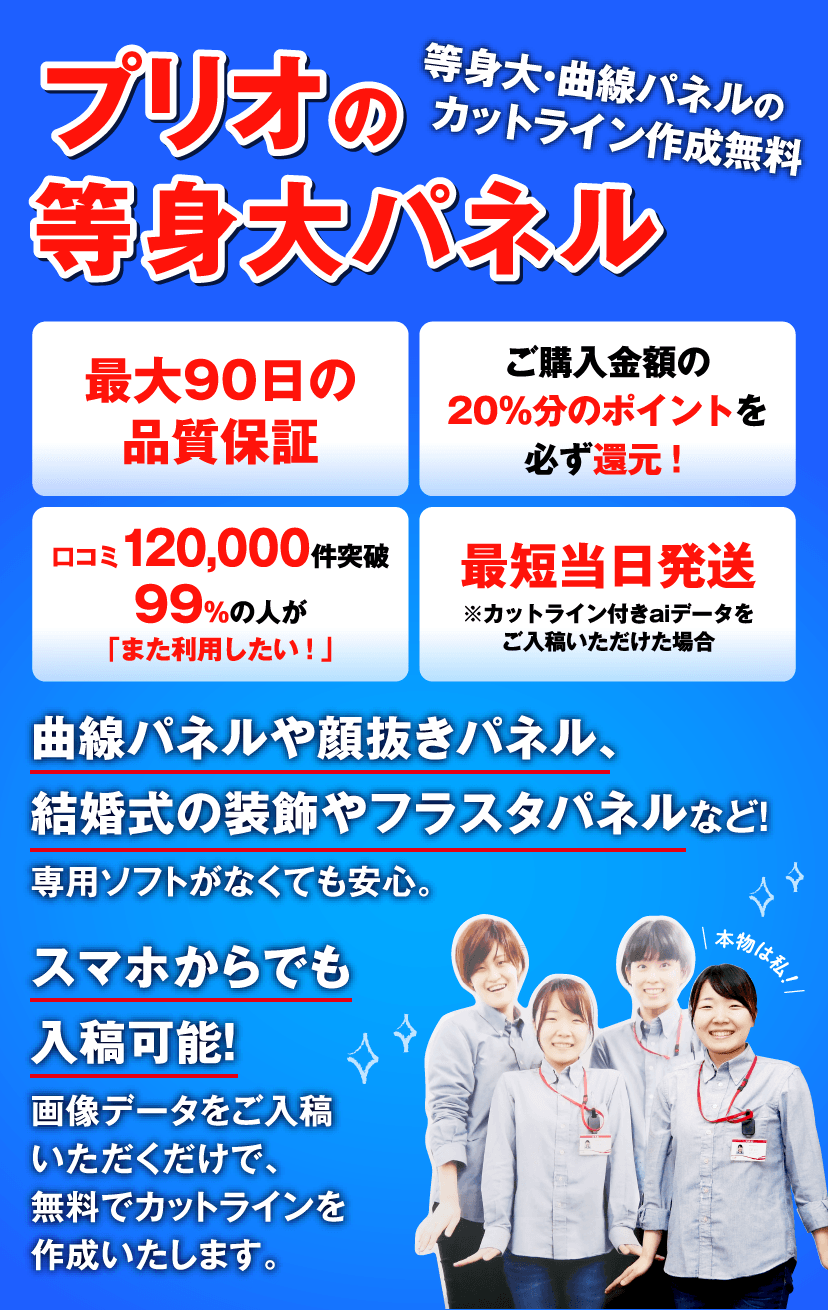 プリオの等身大パネル　等身大・曲線パネルのカットライン作成無料