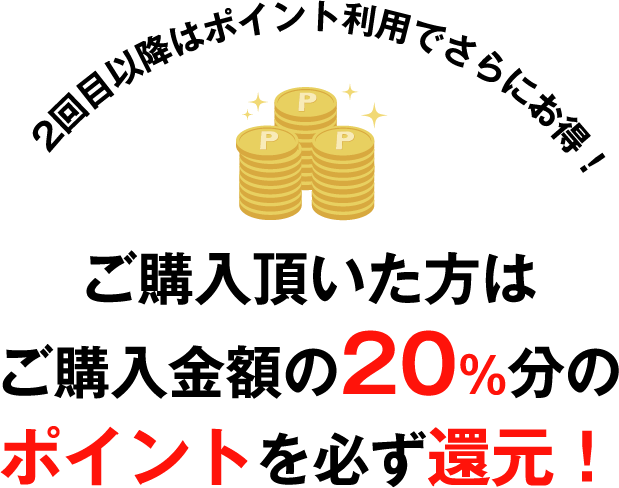 大判印刷ならポイント利用でさらにお得！ご購入頂いた方はご購入金額の20%分のポイントを必ず還元！